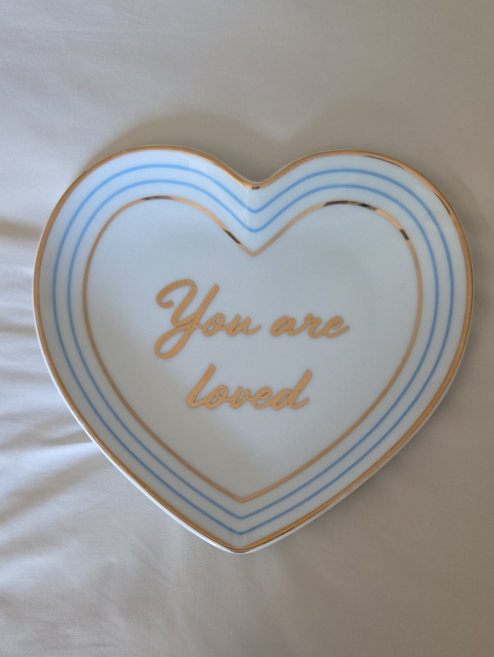 Heart Trinket Dish - "You are loved" Gold & Blue Accents Draper James